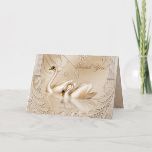 Elegant Golden Swans Formele Dank u kaart