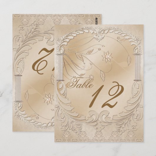 Elegant Golden Swans Formele tabel Nummer Briefkaart (Voorkant / Achterkant)