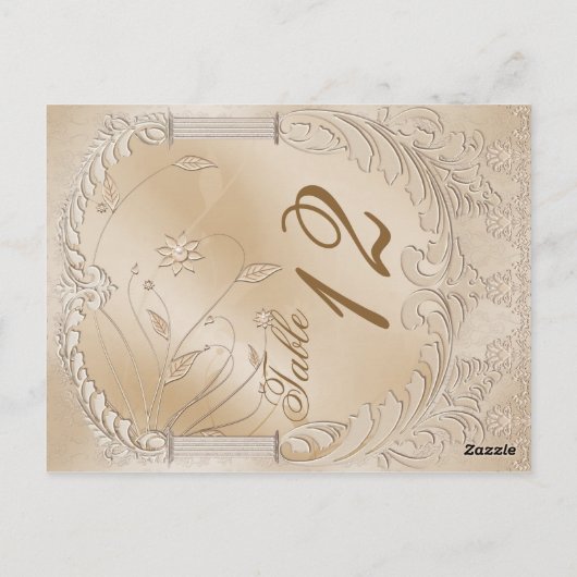 Elegant Golden Swans Formele tabel Nummer Briefkaart (Achterkant)