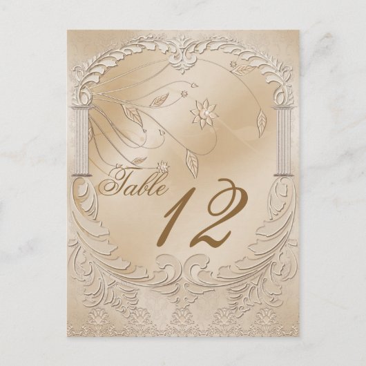 Elegant Golden Swans Formele tabel Nummer Briefkaart (Voorkant)