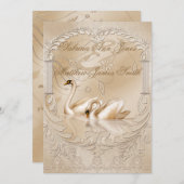 Elegant Golden Swans officiële aankondiging huweli (Voorkant / Achterkant)