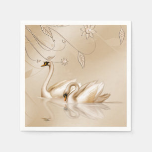 Elegant Golden Swans Servet