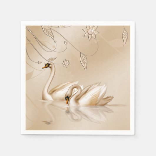 Elegant Golden Swans Servet (Voorkant)