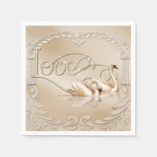 Elegant Golden Swans Servetten (Voorkant)