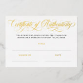 Elegant Golden Swirls Certificate of Authenticity Folie Uitnodiging (Voorkant)
