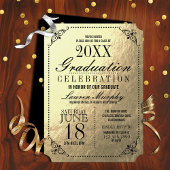Elegant Golden Ticket Graduation Party Kaart