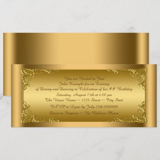 Elegant Golden Ticket Party Kaart (Voorkant / Achterkant)