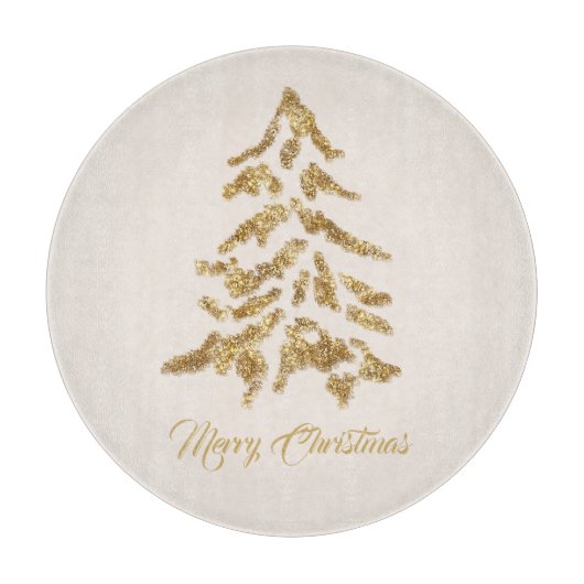 Elegant Golden Tree Merry kerst Snijplank (Voorkant)