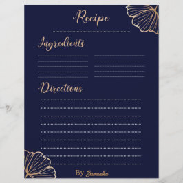 Elegant Golden Tropical aangepaste recept sjabloon