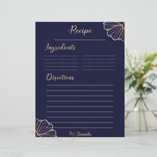Elegant Golden Tropical aangepaste recept sjabloon (Staand voorkant)
