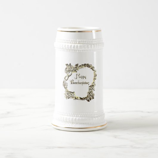 Elegant Golden Turkey Happy Thanksgiving Text Bierpul (Center)