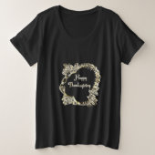 Elegant Golden Turkey Happy Thanksgiving Text Grote Maat T-shirt (Design voorkant)