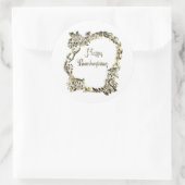 Elegant Golden Turkey Happy Thanksgiving Text Ronde Sticker (Tas)