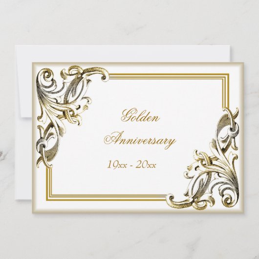 Elegant Golden Wedding Jubileum Uitnodigingen (Achterkant)