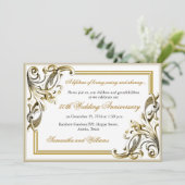 Elegant Golden Wedding Jubileum zwart en goud Kaart (Staand voorkant)