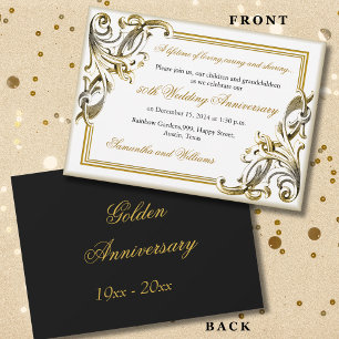 Elegant Golden Wedding Jubileum zwart en goud Kaart