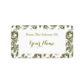 Elegant Golden White Rose Etching Bookplaat Label (Voorkant)