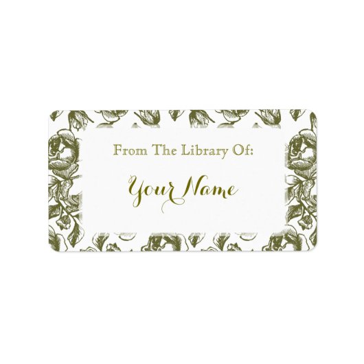 Elegant Golden White Rose Etching Bookplaat Label (Voorkant)