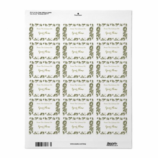 Elegant Golden White Rose Etching Bookplaat Label (Full Sheet)