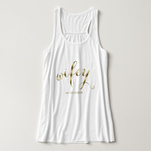 Elegant Golden "wifey"-script Honeymoon Tanktop (Design voorkant)