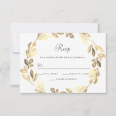 Elegant Golden Wreath Wedding RSVP (Achterkant)