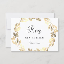 Elegant Golden Wreath Wedding RSVP