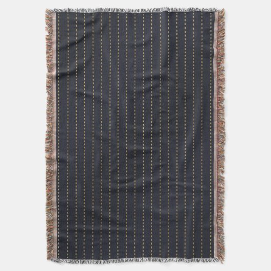 Elegant Golden Yellow Dashed Stripes Bluish Grey Deken (Voorkant Verticaal)