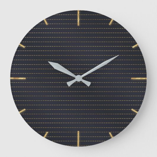 Elegant Golden Yellow Dashed Stripes Bluish Grey Grote Klok (Voorkant)