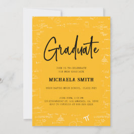 Elegant Golden Yellow Graduate Math Graduation Kaart