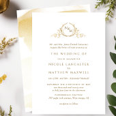 Elegant Golden Yellow Monogram Formele bruiloft Kaart