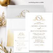 Elegant Golden Yellow Monogram Weddenschap Kaart