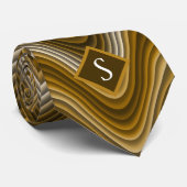 Elegant Goldenrod & Brown Waves Monogram Necktie Stropdas (Opgerold)