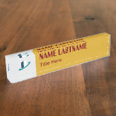Elegant Goldenrod & Maroon custom name Desk Name P Naambordje (Zijkant)