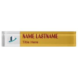 Elegant Goldenrod & Maroon custom name Desk Name P Naambordje