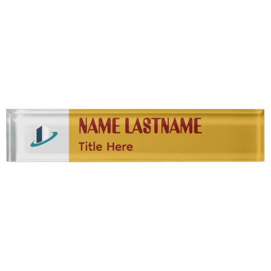 Elegant Goldenrod & Maroon custom name Desk Name P Naambordje (Voorkant)