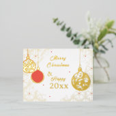 Elegant Goldfoil Festive Ornaments Christmas Folie Uitnodiging Briefkaart (Staand Voorkant)