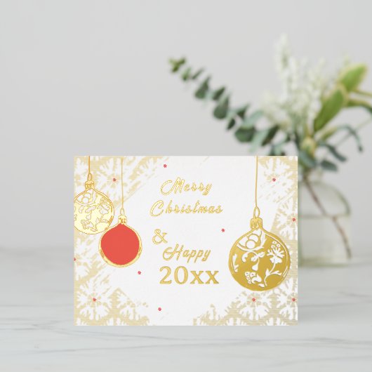 Elegant Goldfoil Festive Ornaments Christmas Folie Uitnodiging Briefkaart (Staand Voorkant)
