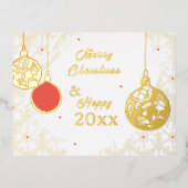 Elegant Goldfoil Festive Ornaments Christmas Folie Uitnodiging Briefkaart (Voorkant)