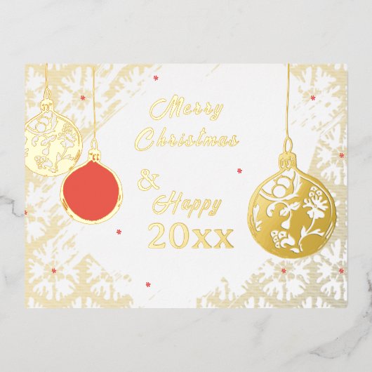 Elegant Goldfoil Festive Ornaments Christmas Folie Uitnodiging Briefkaart (Voorkant)