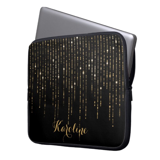 Elegant Golding Glitter, gepersonaliseerd Laptop Sleeve (Voorkant Links)