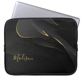 Elegant Goldish Abstract Texture and Customization Laptop Sleeve