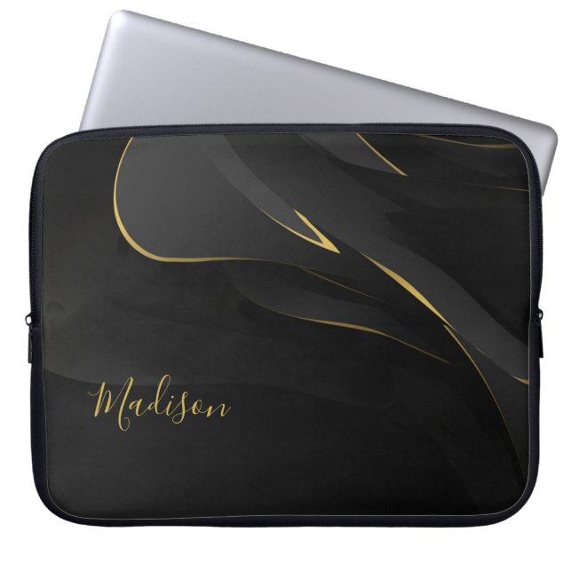Elegant Goldish Abstract Texture and Customization Laptop Sleeve (Voorkant)