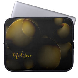 Elegant Goldish Abstract Texture and Customization Laptop Sleeve