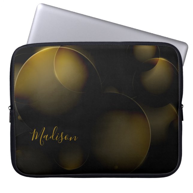 Elegant Goldish Abstract Texture and Customization Laptop Sleeve (Voorkant)