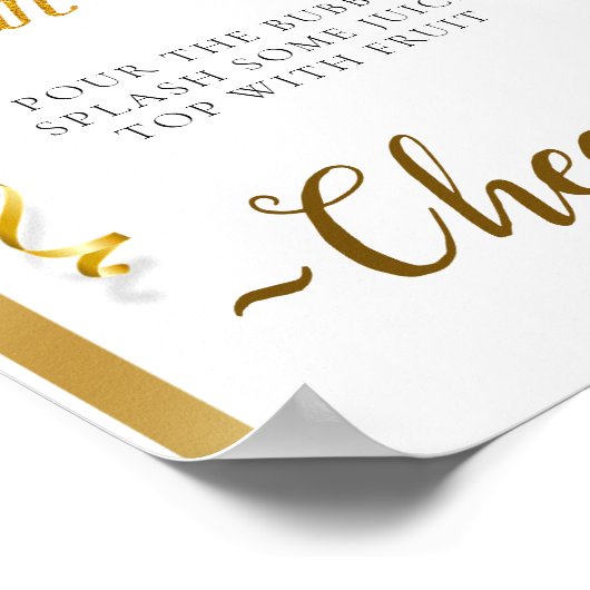 Elegant Goldish Baby shower Mimosa Bar Sign Poster (Hoek)