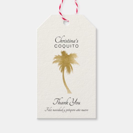 Elegant Goldtone Palm Tree Kquito Hartelijk dank Cadeaulabel (Voorkant)