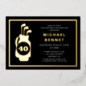 Elegant Golf 40th Birthday Folie Uitnodiging (Voorkant)