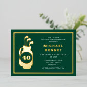 Elegant Golf 40th Birthday Folie Uitnodiging (Staand Voorkant)