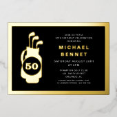 Elegant Golf 50th Birthday Folie Uitnodiging (Voorkant)