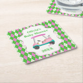 Elegant Golf Cart gereed voor Baby shower Kartonnen Onderzetters (Schuin)